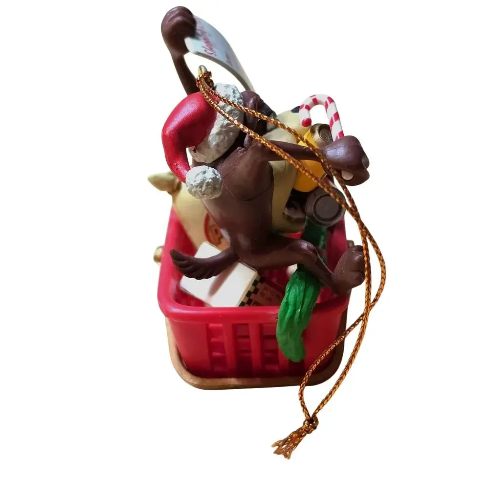 1997 Vintage Looney Tunes Taz Popcorn Basket Christmas Ornaments Matrix Lot